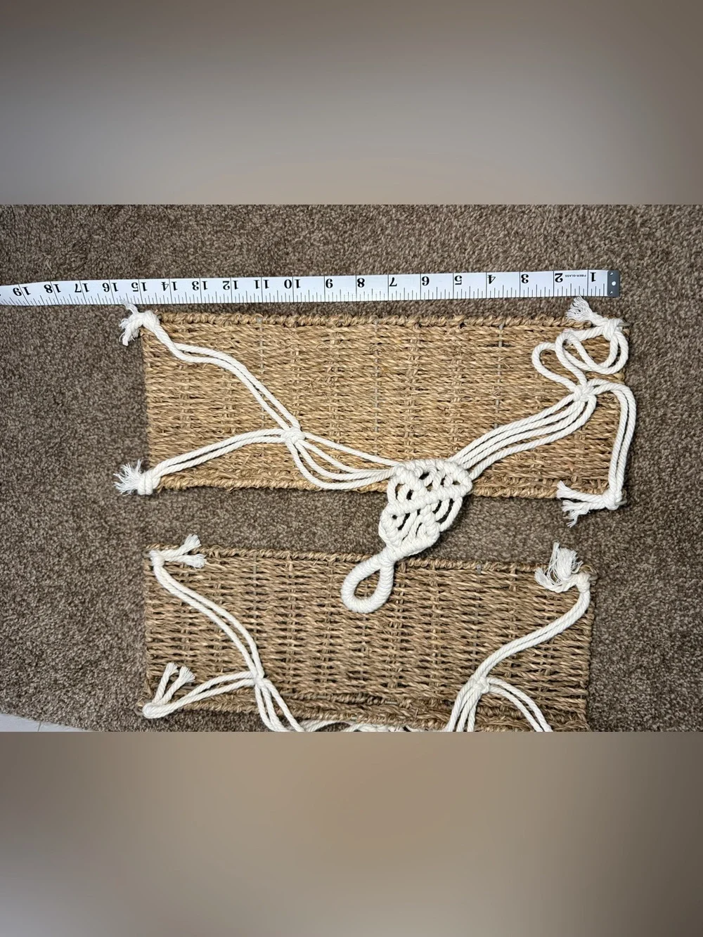 Handmade Macramé Hanging Shelves in Natural Brown and Cream